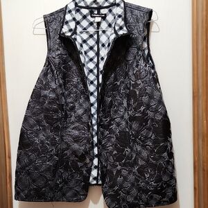 Coldwater Creek Black and White Floral Vest